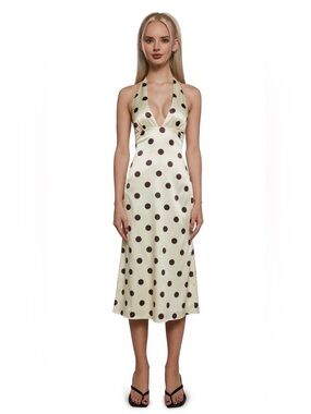 💛NWT dELiA*s by Dolls Kill Yellow Halter Midi Dress with Brown Polka Dots💛